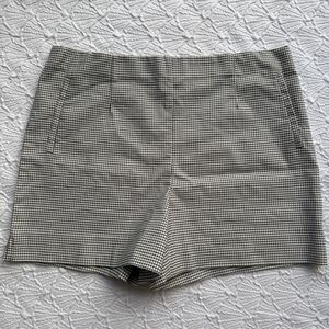 Jules & Leopold Black and White Checked High-Waist Shorts